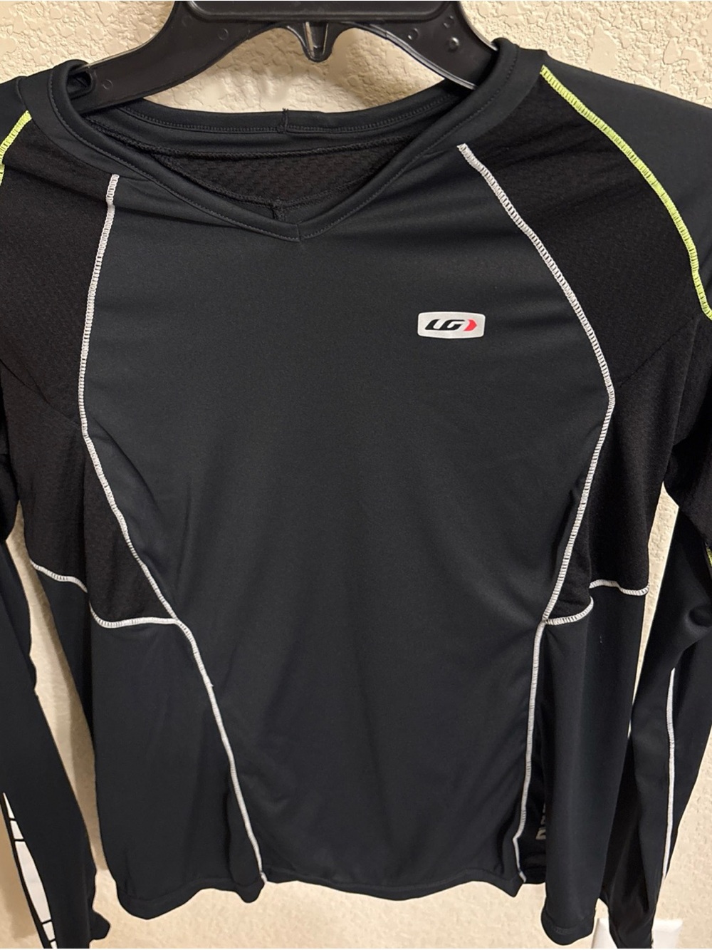 Louis Garneau Black Long Sleeve Cycling Top Women’s M Black/White/Yellow